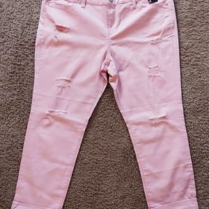 Baby Pink Distressed Boyfriend Jeans - NY&Co - Soho